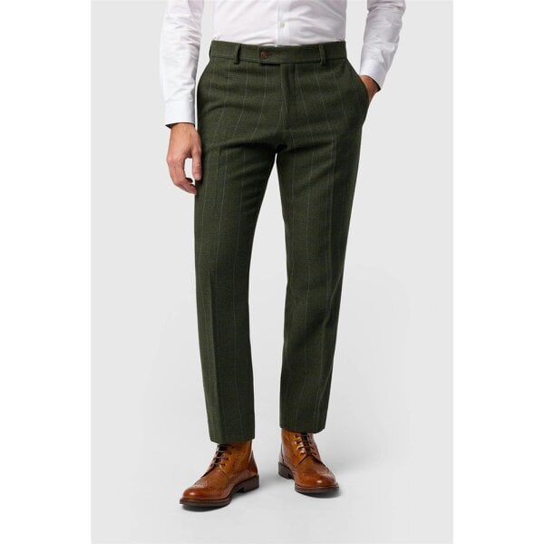 Antique Rogue Tailored Fit Hooper Green and Blue Check Trousers