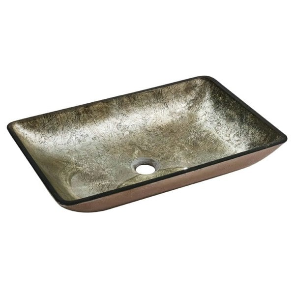 Gold Bathroom Artistic Vessel Sink Tempered Glass with Drain Bathroom Sinks Living and Home