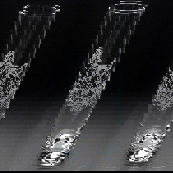 Glyptic Glass Art Cocker Spaniel Dog Highball Glass - Hand Etched/Engraved Gift