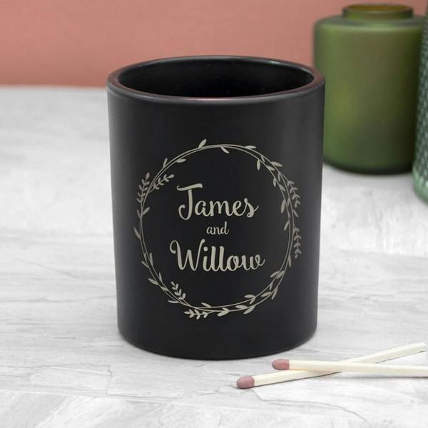 Personalised Couples Wreath Candle Holder - alternative angle