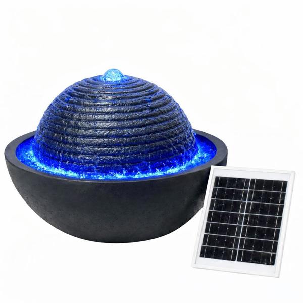Gardenwize Solar Water Feature – Zen Ripple Dome Fountain with LED Lights & Battery Backup