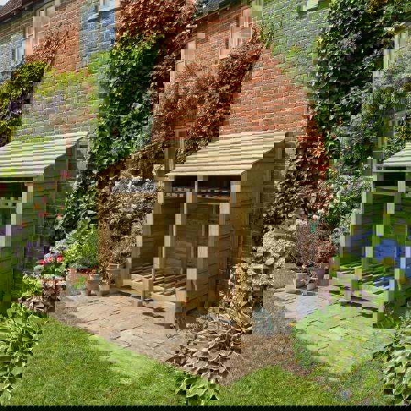 Arbor Garden Solutions Wooden Log Store with Shelf W-146cm, H-126cm or 180cm, D-88cm