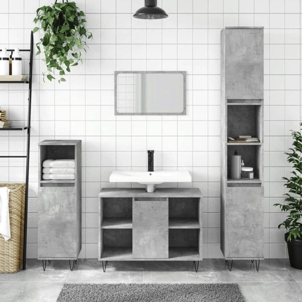 Berkfield Bathroom Cabinet Concrete Grey 30x30x100 cm Engineered Wood
