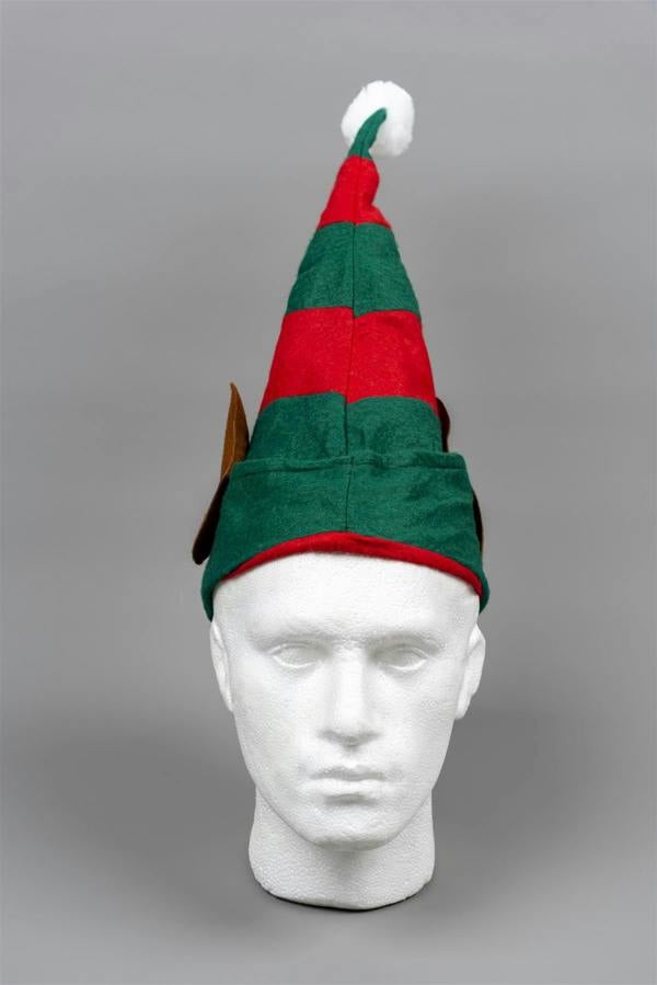 Shatchi One Size Christmas Elf Hat with Ears in Green, Soft Polyester Fancy Dress Accessory