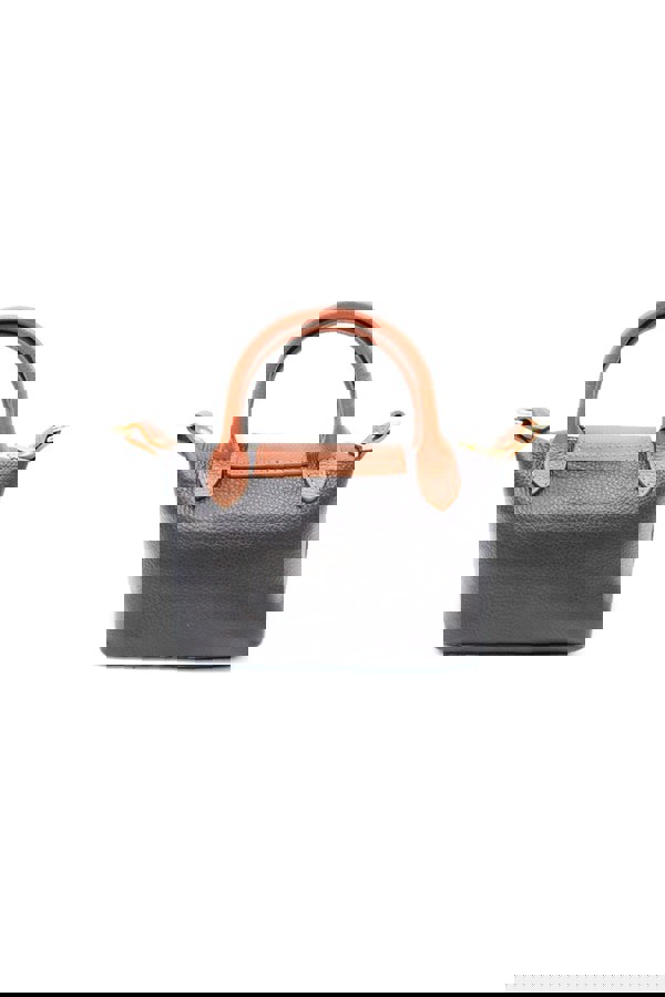 Kitise Compact Two-Tone Handbag with Top Handles and Strap