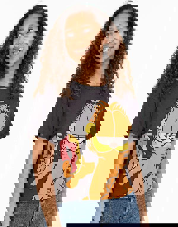 Garfield Womens Grey Character Cropped Short Sleeved T-Shirt