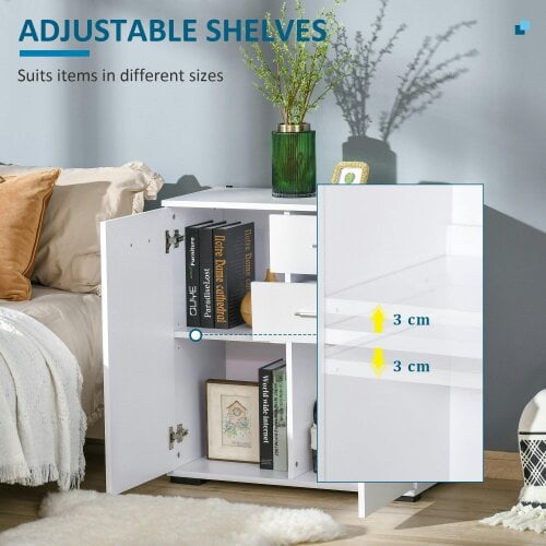 Wyld Haus Lodino High Gloss White Sideboard With 2 Drawers 2 Doors And Adjustable Shelves