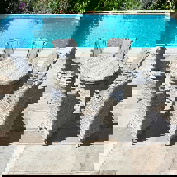 Oseasons Knightsbridge XL Rattan 6 Seat Dining Set in Dove Grey