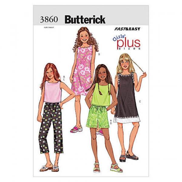 Butterick Sewing Pattern 3860, Dresses, Trousers, Shorts, Tops for Kids, Teenagers, Ages 8 1/2 - 16 1/2 - Easy