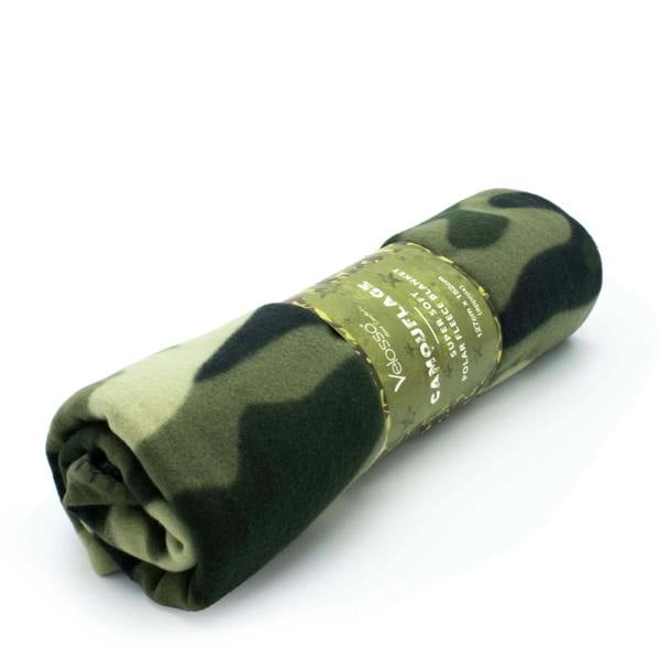 Velosso Adventure Style Soft Touch Fleece Camping Blanket - Cosy Fabric Military Aesthetic Outdoor Blanket