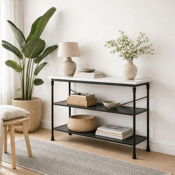 Wyld Haus Lola Marble Effect Console Table 2 Shelves