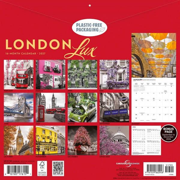 London Lux Calendar 2027, Wall Calendars, Month To View, Travel, Gift