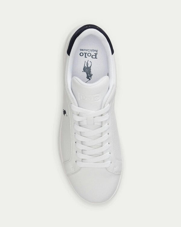 Ralph Lauren Heritage Court II Mens Leather Sneaker - White/Hunter Navy