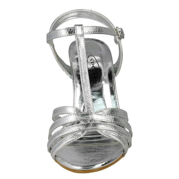 Spot On Ladies Spot On High Heel Metallic Sandals F10837