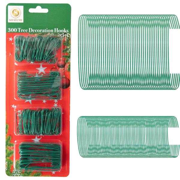 300 Pack Green Tree Decoration Hooks for Baubles, Garlands and Wreaths image 1