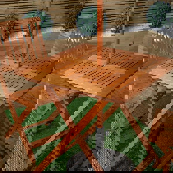 Samuel Alexander Outdoor 2 Person Folding Wooden Garden Dining Table Chairs Grey Parasol and Base Set