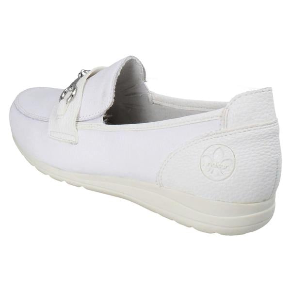 Rieker Womens Casual Flat Loafer Style Slip On Shoes With Chain Detailing L9355