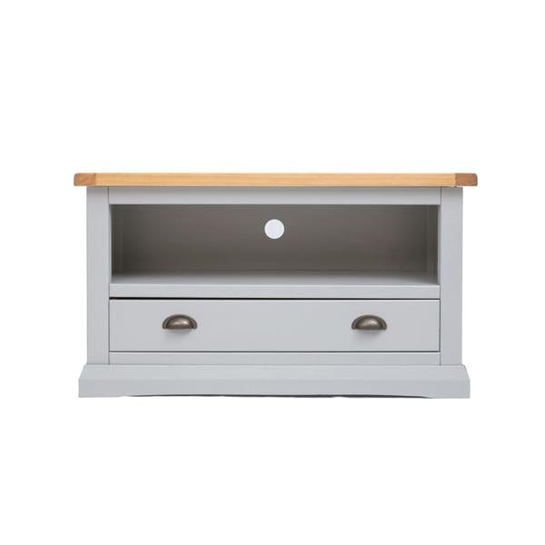 Loreo Light Grey 1 Drawer TV Cabinet Brass Cup Handle