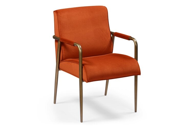 Wyld Haus Luxemburg Upholstered Burnt Orange Velvet and Brass Armchair