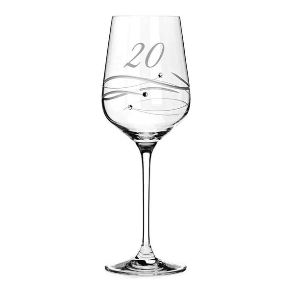 Diamante Just For You 20th Special Occasion Wine Glass - Single Glass