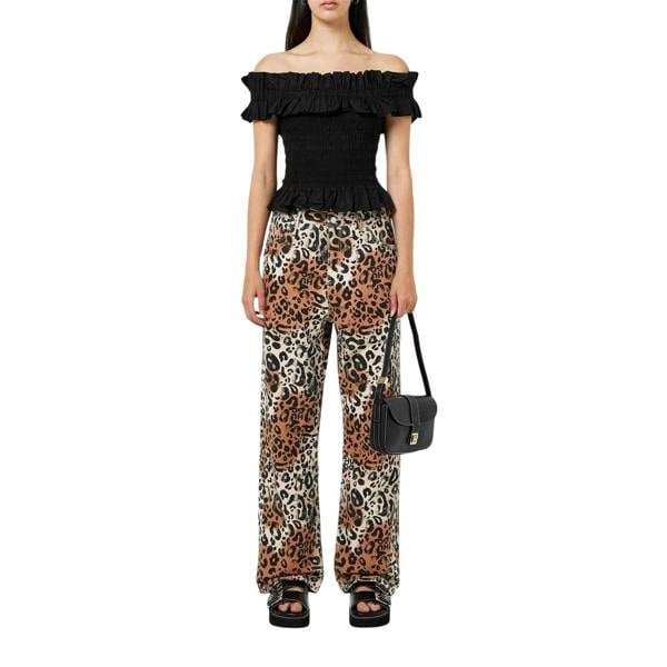 Hugo Womens/Ladies Hisanna Leopard Print Wide Leg Trousers - Multicoloured - 