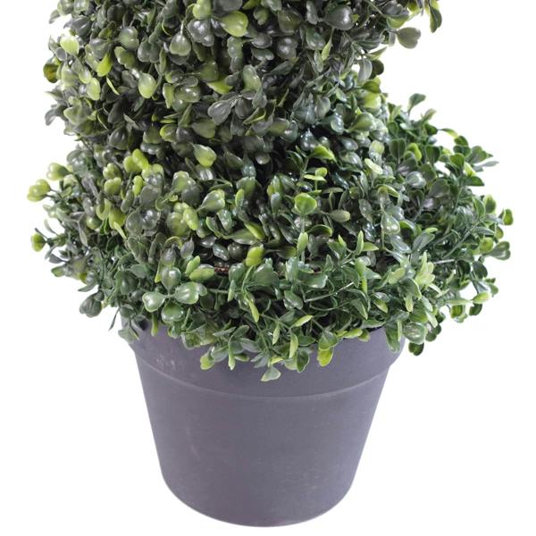 Pair of Artificial Topiary Spiral Boxwood Trees 90cm - Evergreenery