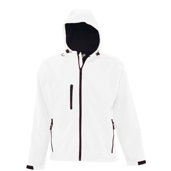 SOLS Mens Replay Hooded Soft Shell Jacket (Breathable, Windproof And Water Resistant) - White