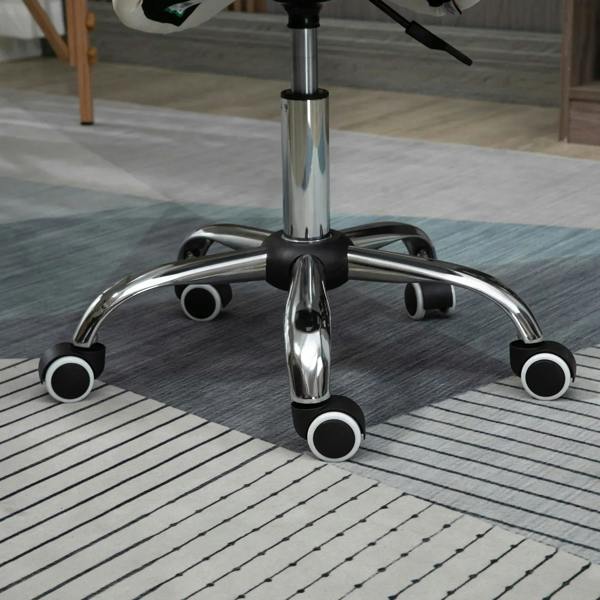 Chrome pedestal base with 5 caster wheels for easy rolling mobility