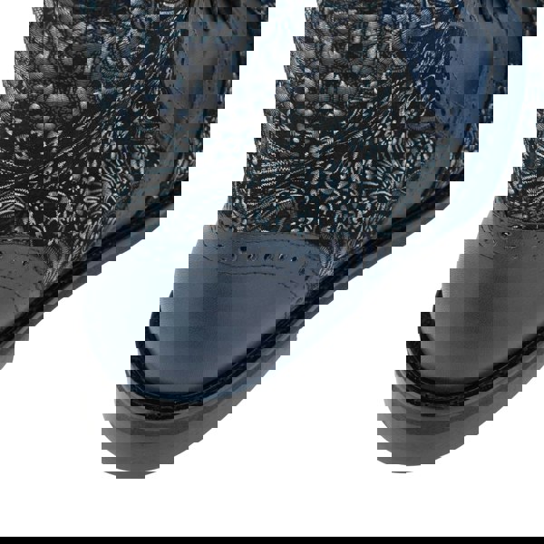 Embassy London Brick Lane Boots - Blue - Women's leather oxford higher ankle boot with brogue detail