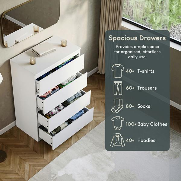 Vida Designs Denver 4 Drawer Chest, Black