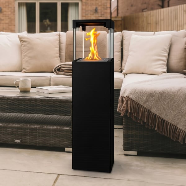 BIOFireplacesGMT Freestanding Bio Fireplace Patio Black Matt Ventless
