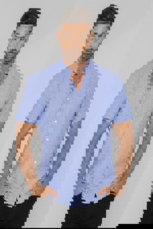 ENORSIA Printed Short Sleeve Shirt with Polka Dots and Comfortable Fit