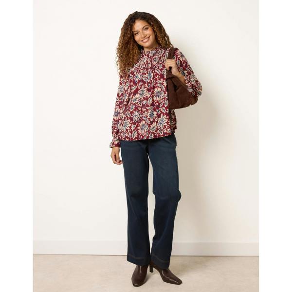 Blue Vanilla Frill Neck Smock Top