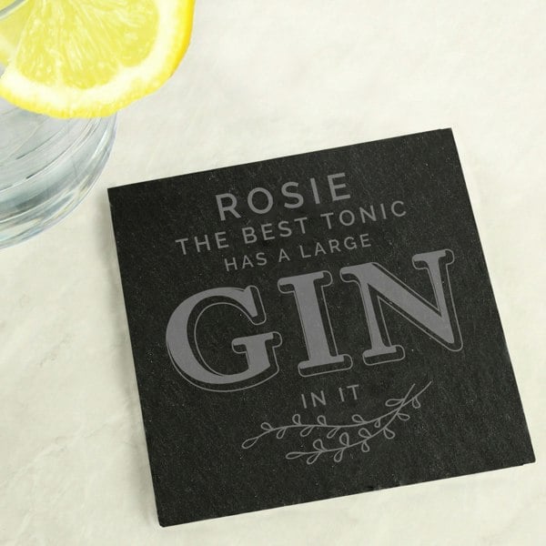 Personalised Memento Company Personalised Gin & Tonic Single Slate Coaster