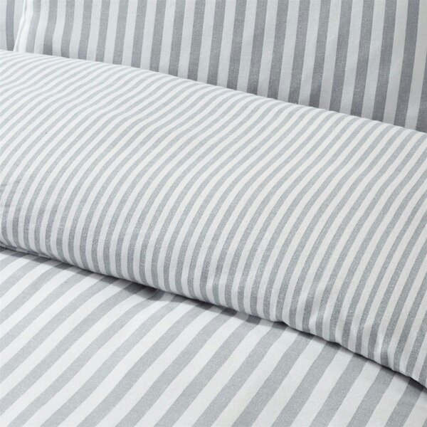 HomeSpace Direct Brushed Stripe Silver Grey Duvet Cover Set