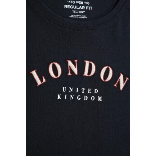 Mountain Warehouse Womens London Graphic Print Short-Sleeved T-Shirt - Dark Blue - Dark Blue - 100% Cotton