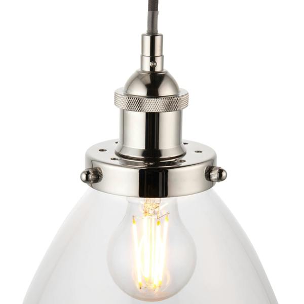 Pagazzi Lighting Brunswick Satin Nickel and Clear Glass  Easy-Fit Pendant Shade
