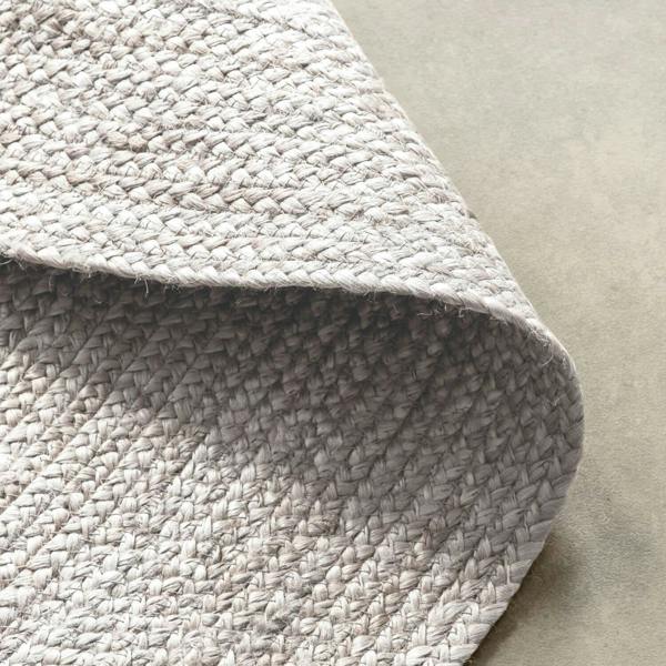 Braided Jute Rug Round Rangpur White