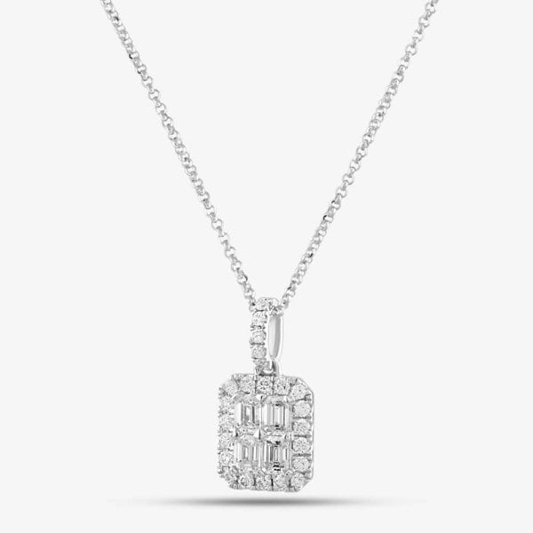 T. H. Baker 18ct White Gold Emerald & Brilliant Cut Diamond Octagonal Pendant Necklace P27616GW18DD