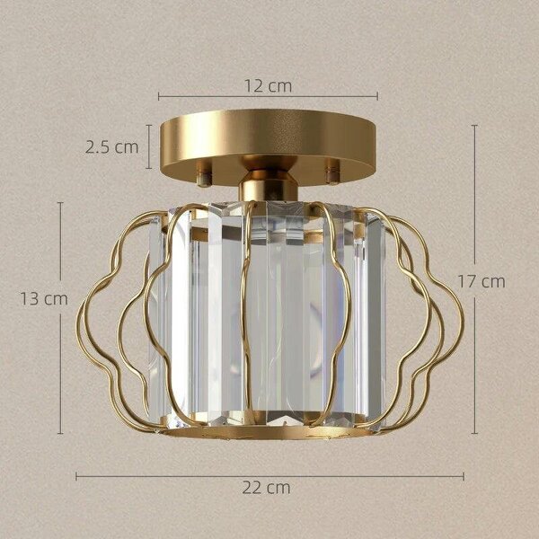 Crystal Ceiling Light Fixtures, Modern Semi-Flush Ceiling Lighting with Crystal Strips, 2 Pack, Gold Tone