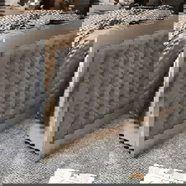 Casa Magna Maddison Upholstered Soft Velvet Metal Bed Frame - Grey