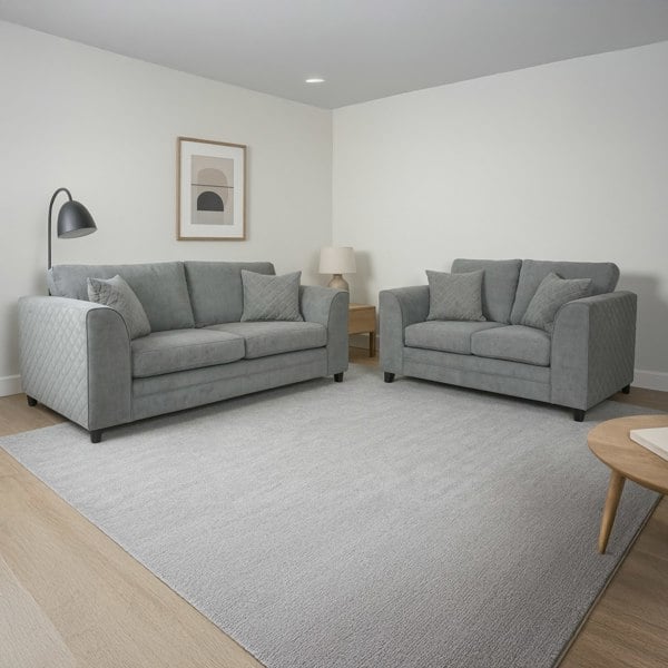 Furnishings For Less Quilted Full Fabric Chenille Sofa Suite