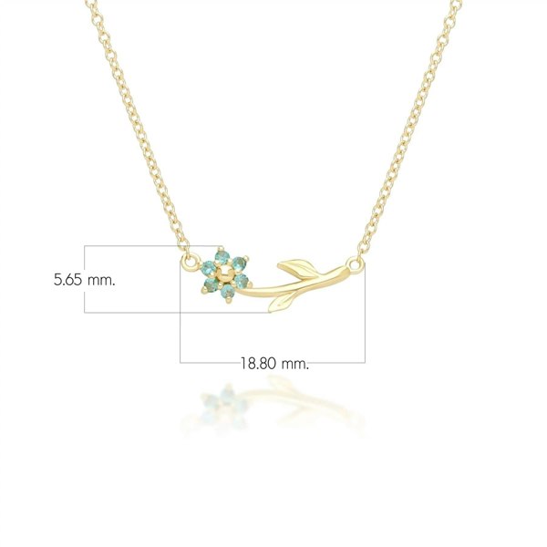 Gemondo Floral Vine Emerald Necklace in 9ct Yellow Gold