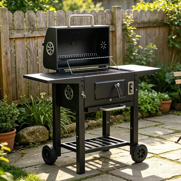 Gr8 Garden Large Portable Charcoal BBQ Grill with Warming Rack Outdoor Garden Steel Smoker BBQ Cooker