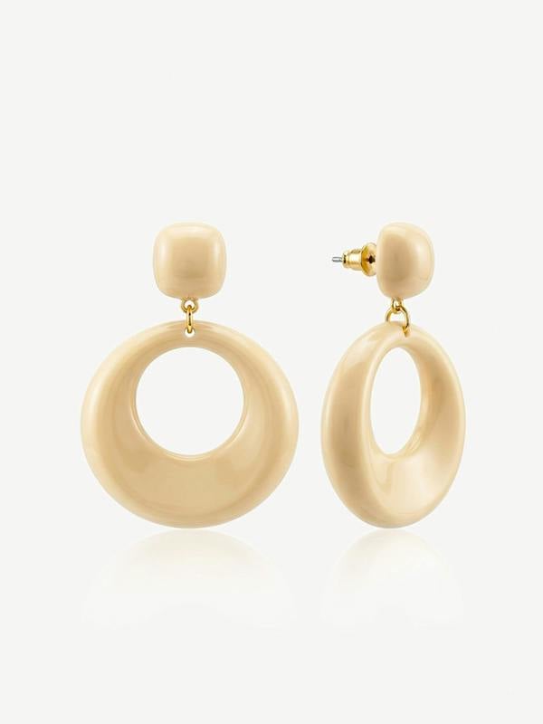 MUCHV Cream Double Hoop Drop Earrings