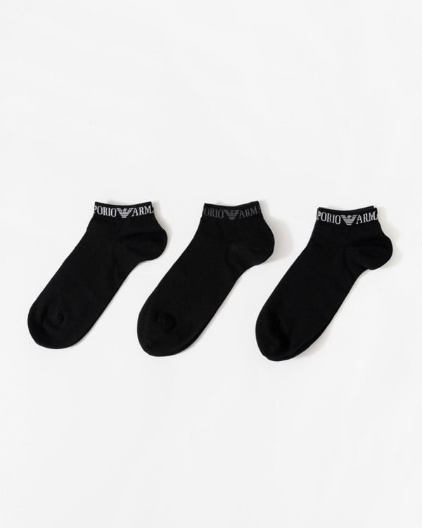 Emporio Armani Mens 3-Pack Trainer Socks - Black MC061 3 pack