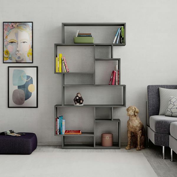Decortie Karmato Modern Bookcase Display Unit with 10 Compartments 168.5cm Tall