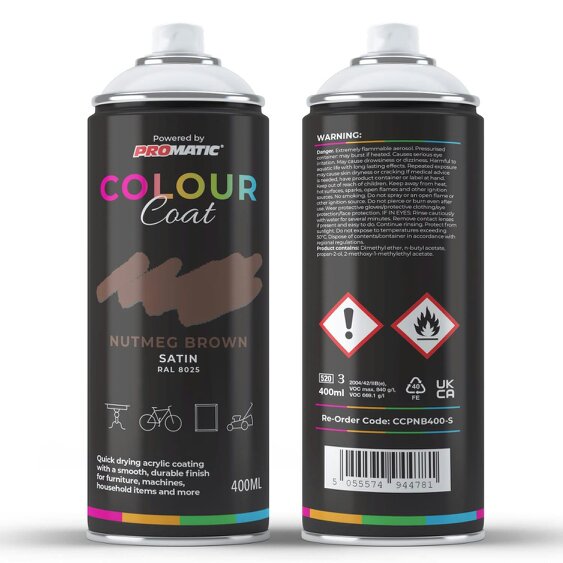Colour Coat Nutmeg Brown RAL 8025 Satin Spray Paint 400ml