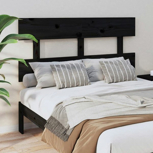 Berkfield Bed Headboard Black 124x3x81 cm Solid Wood Pine