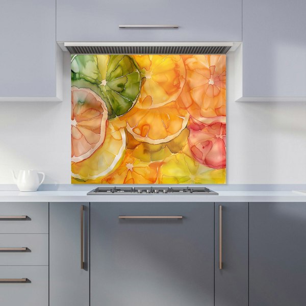 Warren Reed - Designer Citrus Swirl: Vibrant and Abstract Kitchen Splashback